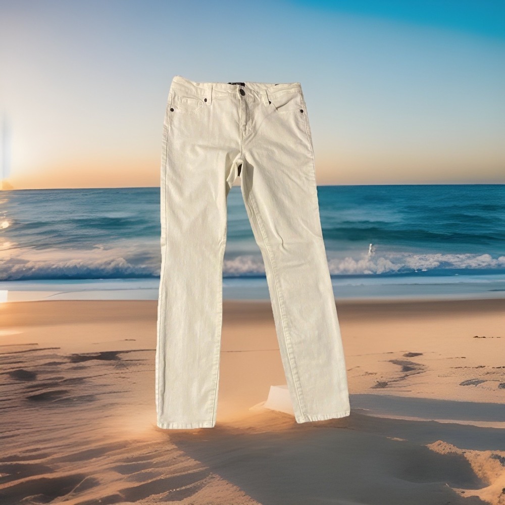 Buffalo David Bitton Jeans Womens 8 White Daily Mid Rise Skinny Ankle Preppy